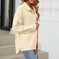thumbnail image 3 of Corduroy Fall Outerwear for Womens Oversized Button Down Shirt Casual Long Sleeve Lapel Collared Work Blouses Solid Jackets, 3 of 8