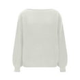 thumbnail image 4 of Miluxas Women's off Shoulder Sweater Solid Color Fashion Long Sleeve Loose Pullover Knit Sweater White XL(XL), 4 of 8