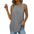thumbnail image 6 of Fartey Summer Tank Tops for Women Dressy Casual Sleeveless Holiday Shirts Loose Fit Crew Neck Pleated Front Tunic Tanks Lightweight Flowy Beach Top Gray XL, 6 of 6
