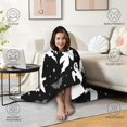 thumbnail image 4 of Wearable Blanket,Halloween Ghosts Bats and Stars Hooded Wearable Flannel Blanket for Adults & Teens,Winter Poncho Shawl Wrap Cape Cozy Anti-Pill,50"x60", 4 of 5