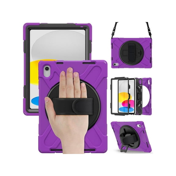 For iPad (A16) 11th Generation 11 Inch 2025, iPad 10th Generation 10.9 inch 2022 Shockproof Cover with Pencil Holder Shoulder Strap Stand