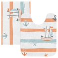thumbnail image 7 of Yayeee Bath Rugs for Bathroom Floor Set of 2 Non Slip Fluffy Soft Absorbent Mat, Orange Nautical Pattern, 7 of 7