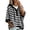 Black, variant on Women's Striped Hoodie Sweater Elbow Sleeve Henley Oversized Knit Pullover Tops Loose Slouchy Half Button Poncho for Fall Outfits, Khaki, XXL
