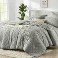 thumbnail image 6 of Flymme Boho Comforter Set King Size Bed in a Bag 7 Pieces Shabby Chic Bedding Farmhouse Soft Microfiber Gray Bed Set for All Seasons, 6 of 8