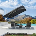 thumbnail image 5 of PURPLE LEAF 10 FT Patio Umbrella With Base White Cantilever Umbrella Square Outdoor Offset Umbrella Windproof with 360° Rotation for Garden Deck Pool, Grey, 5 of 11