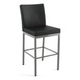 thumbnail image 1 of Amisco Perry Plus 26" Counter Stool - Black Faux Leather/Glossy Grey Metal, 1 of 10