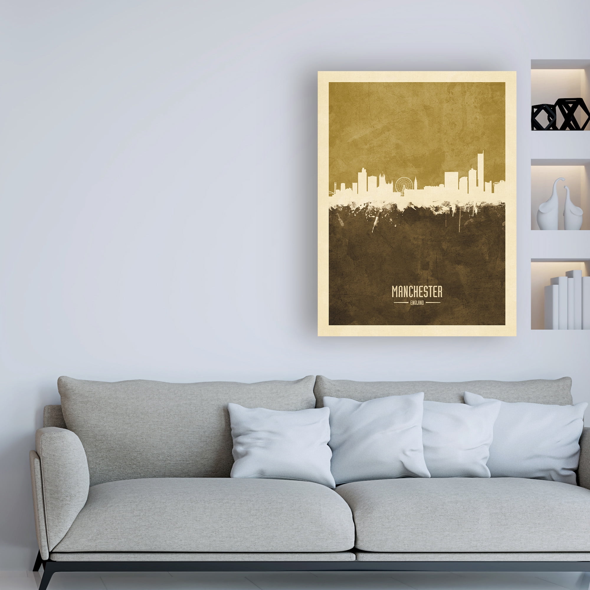 Trademark Fine Art 'Manchester England Skyline Brown' Canvas Art by Michael Tompsett