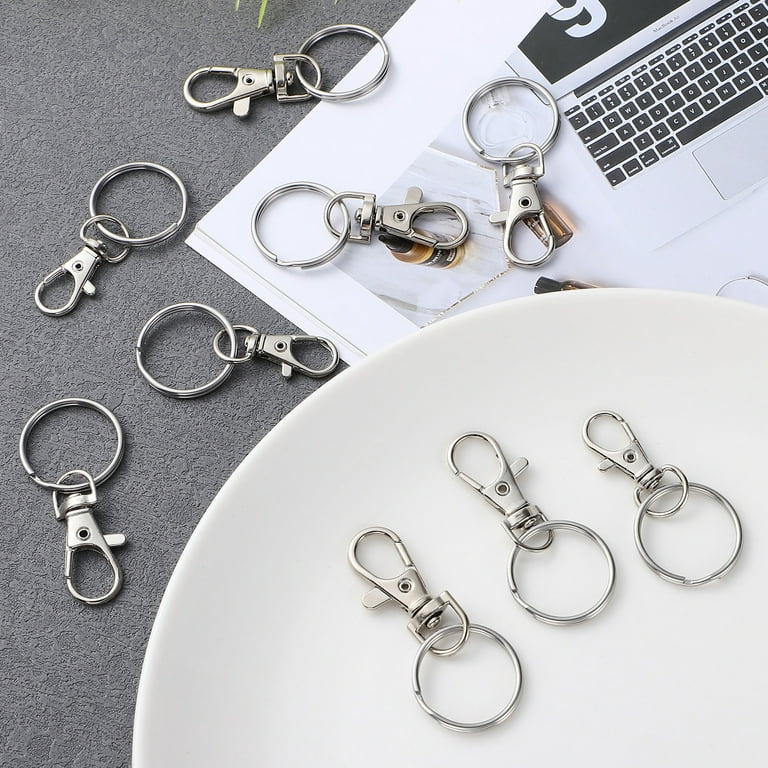 YHYZ Keychain Key Chain Rings Clips Bulk(60pcs, Small), Silver Swivel  Lanyard Snap Hooks (32mm) X 30pcs + Key Rings X 30pcs, for Keychain Crafts  Resin