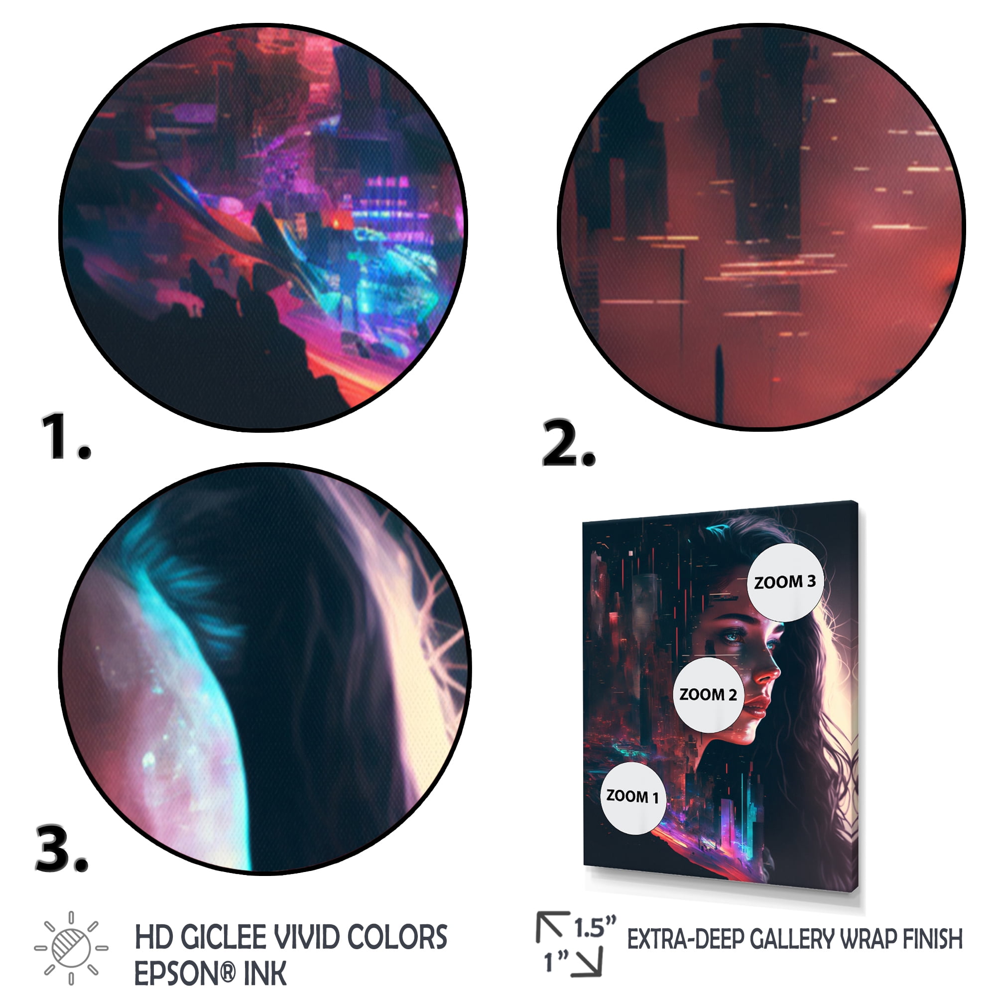 Designart Double Exposure Woman Future City IV Canvas Wall Art