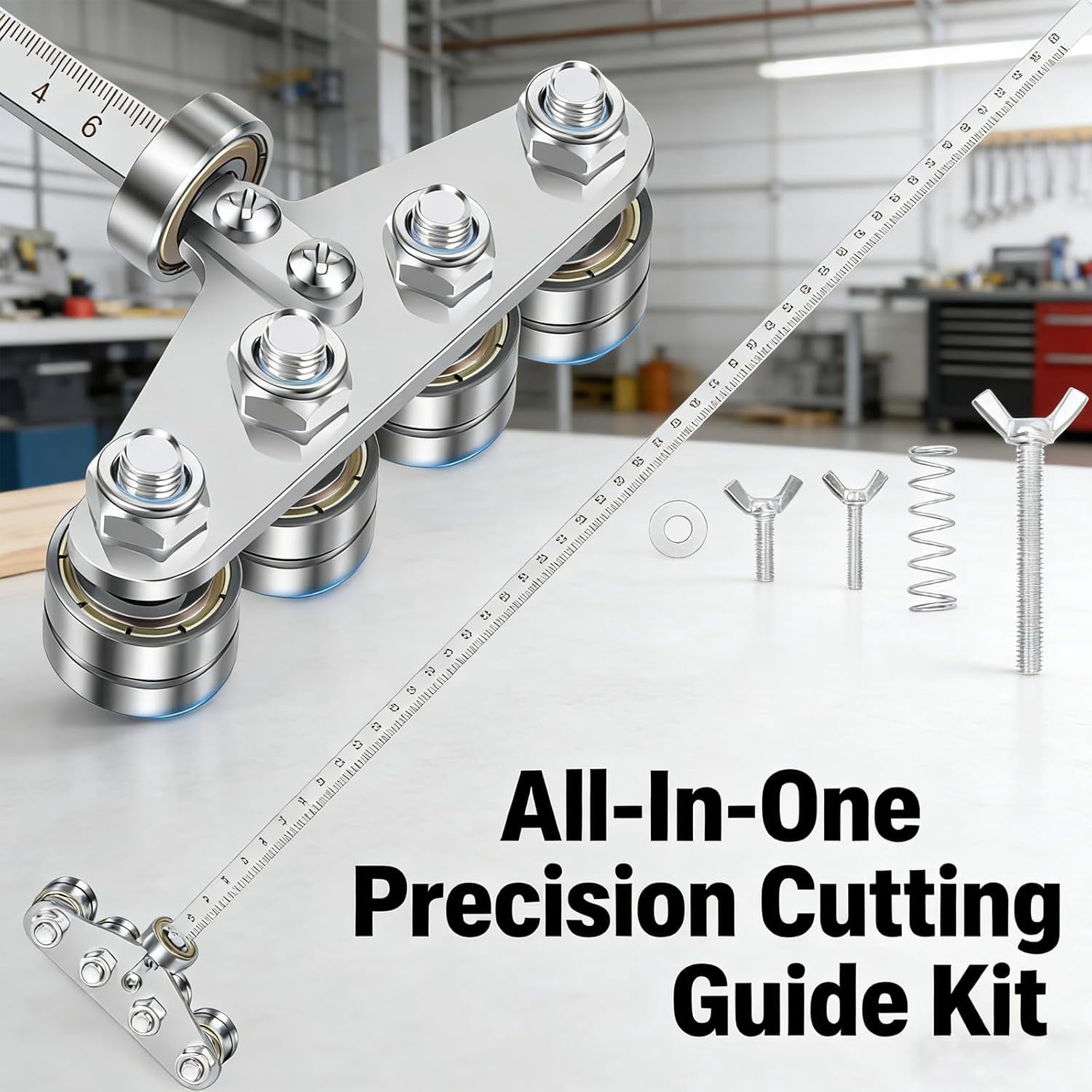 Guia Para Sierra Circular, Circular Saw Cutting Guide, Positioning Calipers for Precise Measurement, Made Of Stainless Steel, With Measuring Scale, for Circular Skill Hand Saw