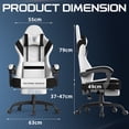thumbnail image 7 of Linen Fabric Gaming Chair with Footrest, Ergonomic Computer Chair with Massage Lumbar Pillow and Adjustable Headrest, Comfortable Office Chair for Home & Gaming, White, 7 of 7