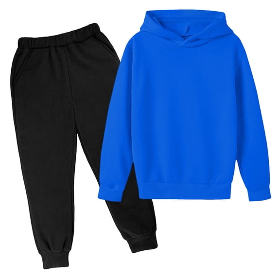 Zanarzt Boys Clothes Long Sleeve Boys Outfits Sweatsuit Kids Sports Hoodie Suit Long Sleeve Hooded Sweatshirt Jogger Pants Set Blue,11-12 Years