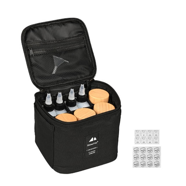 Recipiente Para Condimentos De Especias De Viaje De Vidrio Con Embudo De Bolsa De Especias Para Acampar Negro