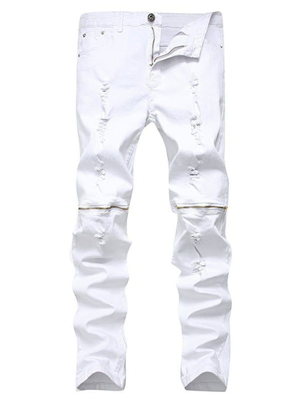 mens distressed jeans with zippers