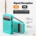 thumbnail image 2 of AM FM Pocket Radio, Transistor Radio with Loudspeaker, Headphone Jack, Portable Radio for Indoor, Outdoor Use Green, 2 of 8