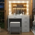thumbnail image 6 of Yanosaku Vanity Desk with Mirror, 11 LED Lights, 5 Drawers, Adjustable Brightness, Chair Included, White, 6 of 8