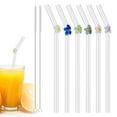 thumbnail image 3 of JTWEEN 6 Pzas Bebiendo Straws Reutilizable Vidrio Transparente Bebiendo Estacas con Cepillo de Limpieza Linda Flor Tortuga Corazón Straws Batido Resistente Al Calor Straws para Batidos Jugo de Té Batidos, 3 of 11