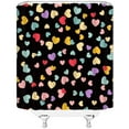thumbnail image 3 of Colorful Heart Shower Curtain Valentine''s Day Sweet Lover Heart Retro Fashion Girl Black Background Fabric Bathroom Curtain Set with Hooks(70" WX70 H), 3 of 3