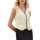 thumbnail image 1 of Chaleco sin mangas de tweed para mujer INSPIRE CHIC, con botones, cuello en V, casual, de negocios, talla 2XL, color beige, 1 of 5
