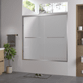 thumbnail image 3 of 56-60"x58" Aluminum Frame Double Sliding Bathtub Screen, Bypass Bathroom Sliding Door with Premium 1/4" (6mm) Clear Tempered Glass, Chrome Hardware Sliding Glass Shower Enclosure,Chrome Finished, 3 of 13