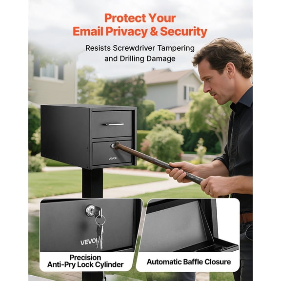 Post Mount Mailbox,Anti-Pry&Anti-Theft Mailboxes for Outside,Heavy Duty Lockable Mail Box with Magnetic Door,Weather-Resistant Metal Post Box for House Outside 21.06x10.63x11.22 in