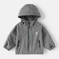 DAETIROS Boys Windbreaker Jacket for Boys Kids, Gray Size 7 T, Solid Color Lightweight Rain Sports Jackets, Elastic Cuffs, Breathable Boys Fall for boys kids