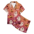 thumbnail image 4 of XAOFW Boys Girls Halloween Pajamas Pumpkin Prints Short Sleeve Button Down Tops Shorts Toddler Kids Fall Winter Soft Nightwear 3-4 Years, 4 of 4
