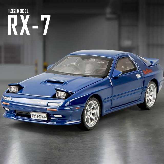 1:32 Mazda RX7 AE86 JDM Mazda MX5 Car Model Alloy Car Die Cast Toy Car Model Sound and light Children's Toy Collectibles RX7 Blue