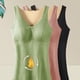 thumbnail image 5 of Qarigey Chaleco térmico para mujer, ropa interior cálida de invierno para clima frío para mujer, Top básico de Color sólido, ropa cómoda Ropa interior Negro, 5 of 6