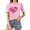 Pink, variant on Giftesty Blouses for Women Dressy Casual Women's Baseball Sport Printed T-shirt with Round Neck and Short Sleeved Top