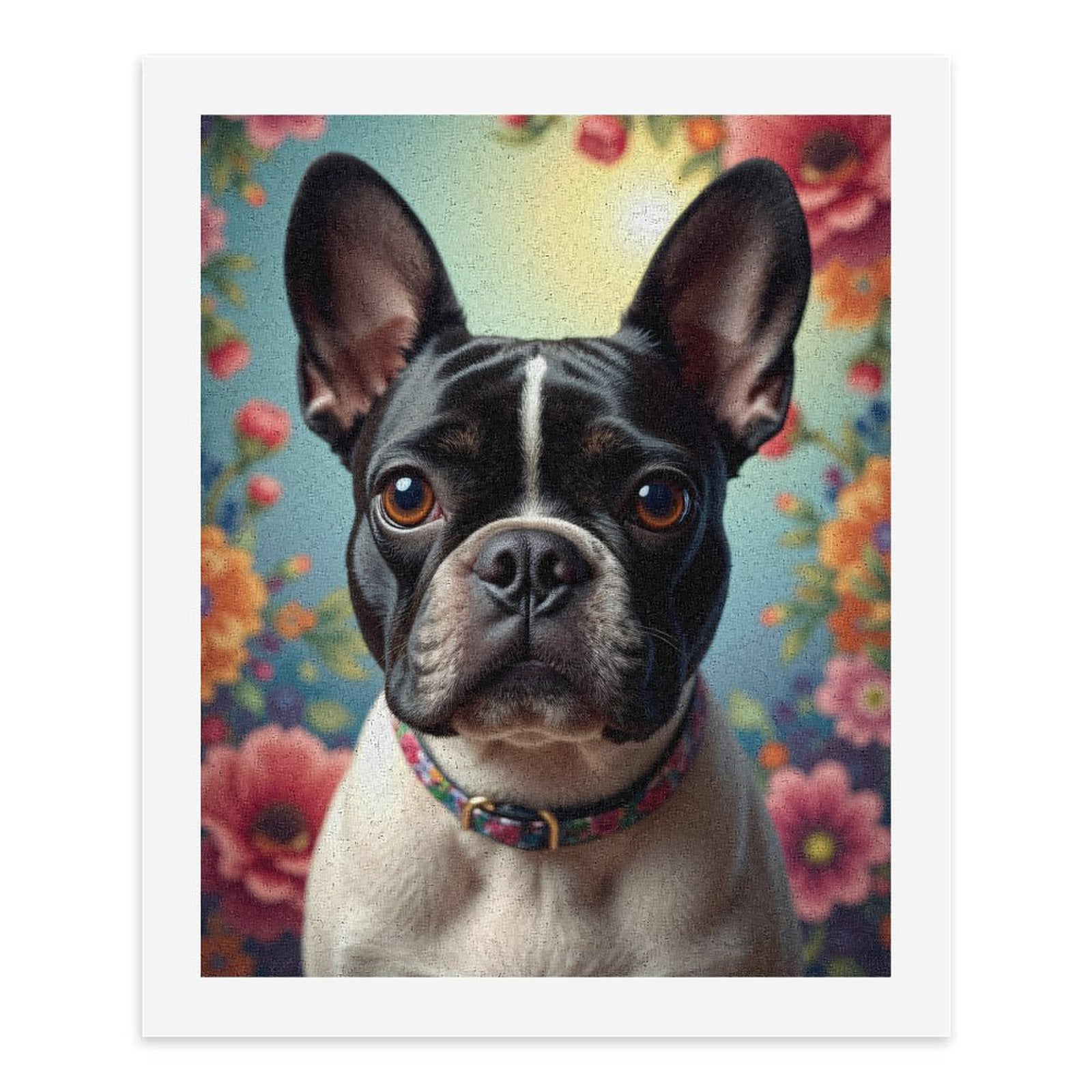 Paint By Numbers Kit for Adults Beginner - Dog Floral Background Pug Art DIY Canvas Painting Kits for Adults, Frameless Paint By Number for Adults for Home Wall Decor 16x20 Inch