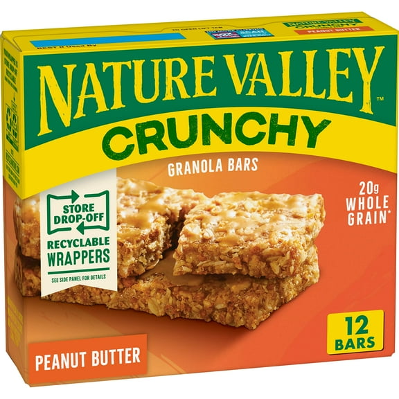 Pack of 2 - Nature Valley Crunchy Granola Bars, Peanut Butter, 12 Bars, 8.94 Oz (6 Pouches) Packaging May Vary