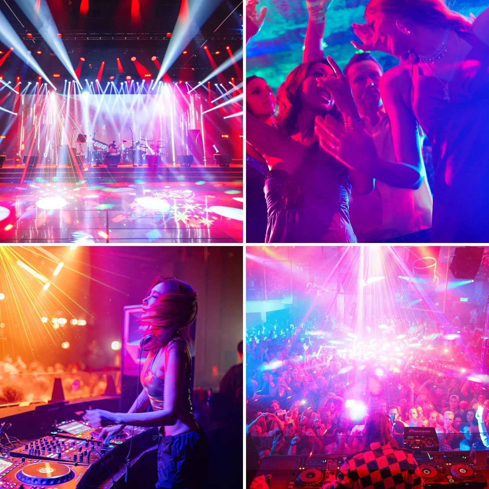 7-in-1 Moving Head DJ Light with 6 RGBW Arms, 36 Lighting Effects & DMX Control, Sound Activated Party Lighting for Disco Club Wedding Stage Bar Events