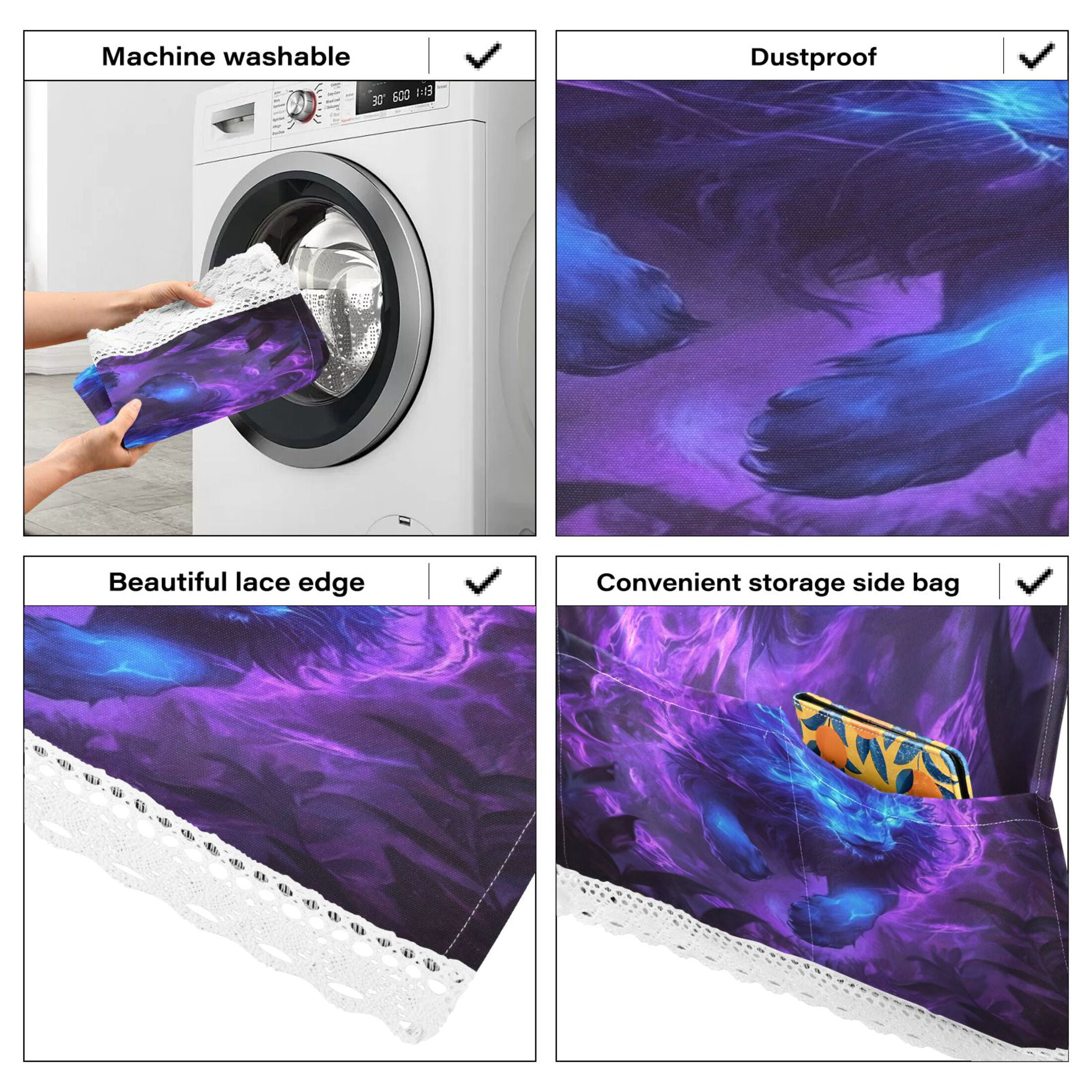 WOBOGO Purple Light Blue Lion Washing Machine Cloth Dryer Refrigerator Top Cover Protective Non-Slip Mat For Kitchen Laundry