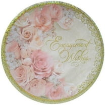 Various Dazzling Shower Engagement Plates, Flowers, 7 in, 8 Count