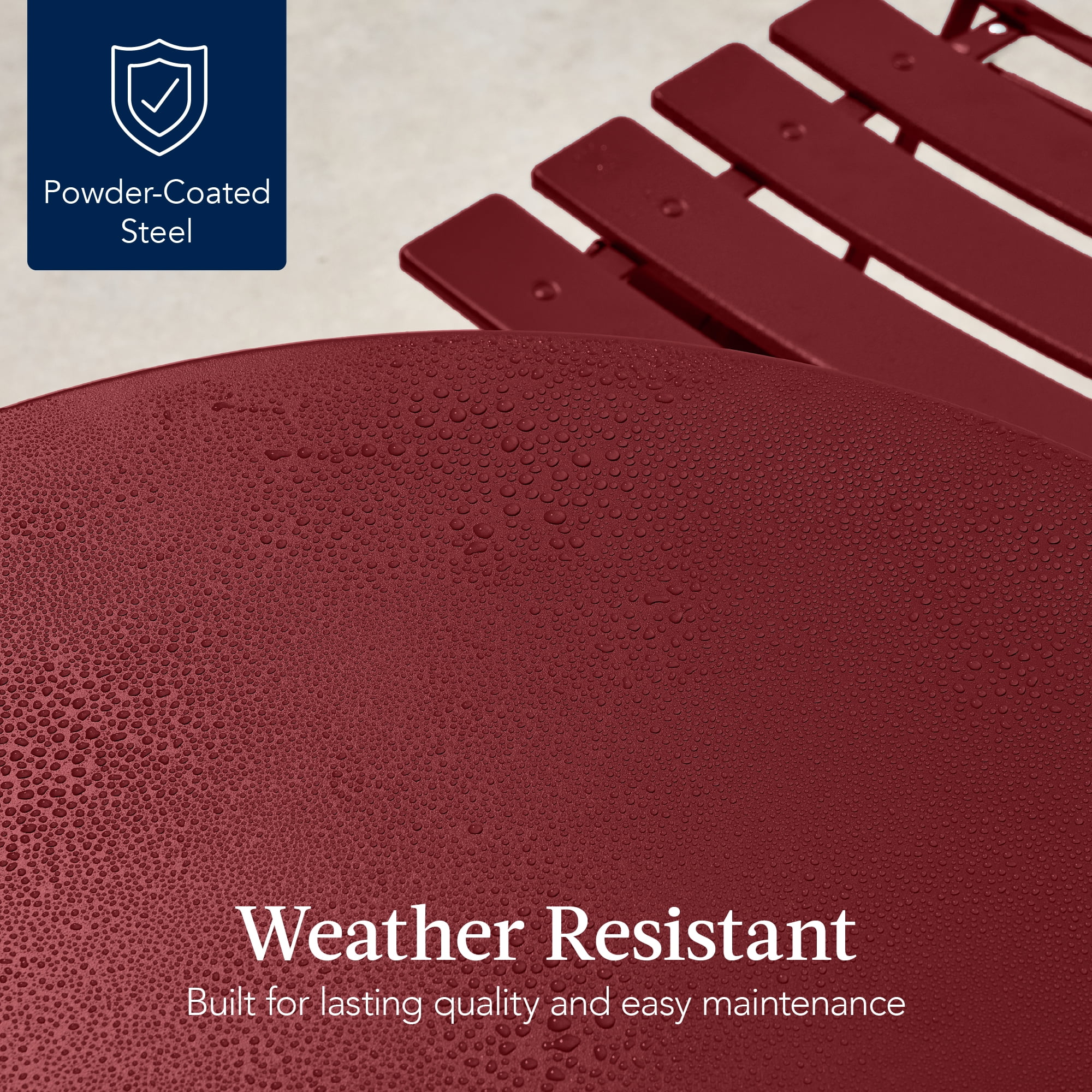 Best Choice Products 3-Piece Small Bistro Set, Folding Patio Furniture Set of 2 Chairs and Table - Burgundy