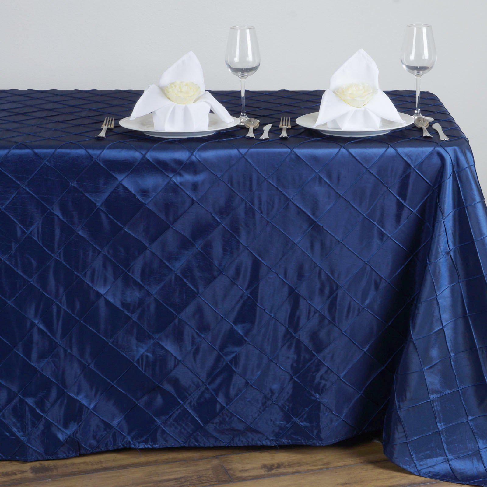 90" x 132" Navy Blue Taffeta Pintuck Rectangular Tablecloth Walmart