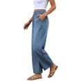 thumbnail image 6 of Tsesme Women’s Wide Leg Jeans, Elastic Waist Drawstring Loose Denim Trousers, Relaxed Fits Pants with Pockets, 6 of 8