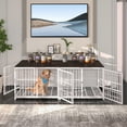 thumbnail image 6 of Bingopaw Triple Door Wooden Dog Crate Indoor, White, Extra Large, Removable Tray, 42.32"L x 28.15"W x 31.89"H, 6 of 12