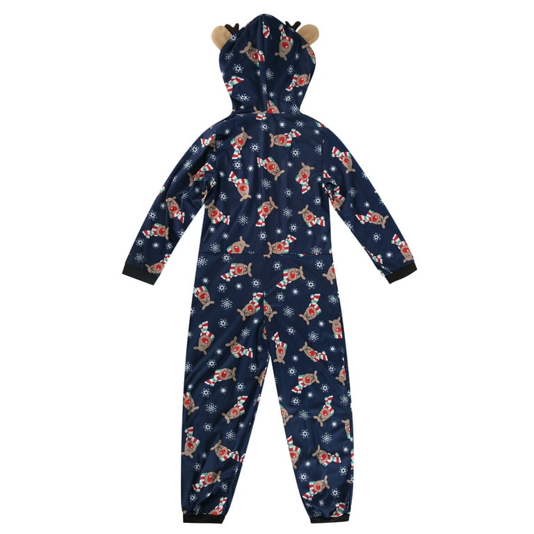 Cathery Family Christmas Matching Pajamas Cartoon Deer Hooded