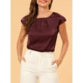 thumbnail image 5 of INSPIRE CHIC Women's Cap Sleeve Silky Blouse Round Neck Pleated Casual Elegant Top, 5 of 7