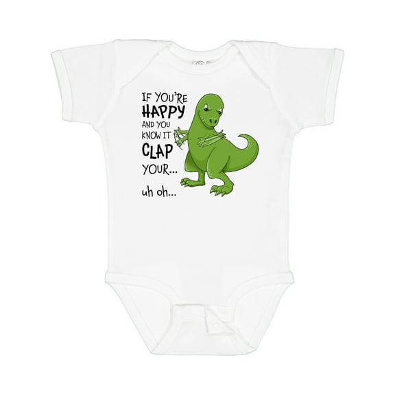Inktastic T-Rex Can't Clap Boys or Girls Baby Bodysuit