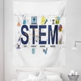 thumbnail image 1 of Engineering Theme Tapestry, Science Technology Mathematics Abbreviation STEM Word Techno Tools, Fabric Wall Hanging Decor for Bedroom Living Room Dorm, 5 Sizes, White Multicolor, by Ambesonne, 1 of 1
