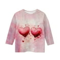 thumbnail image 4 of dazeni 3-12 Years Girls 3/4 Sleeve Round Neck T-Shirts Valentina's Day Spring Summer Shirts Funny Love Heart Graphic Tee Tops Red11, 4 of 5