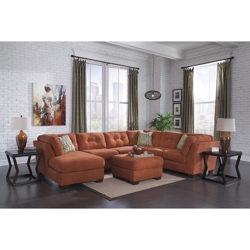 Ashley Delta City 4 Piece Left Sectional in Rust - Walmart.com