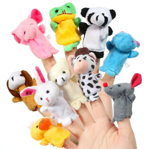 10/16pcs Cartoon Animal Plush Finger Puppets Set Cute Dolls for