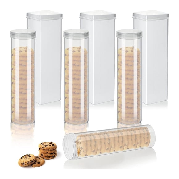 6 Recipientes de Plástico para Galletas Saladas, Redondos y Cuadrados.