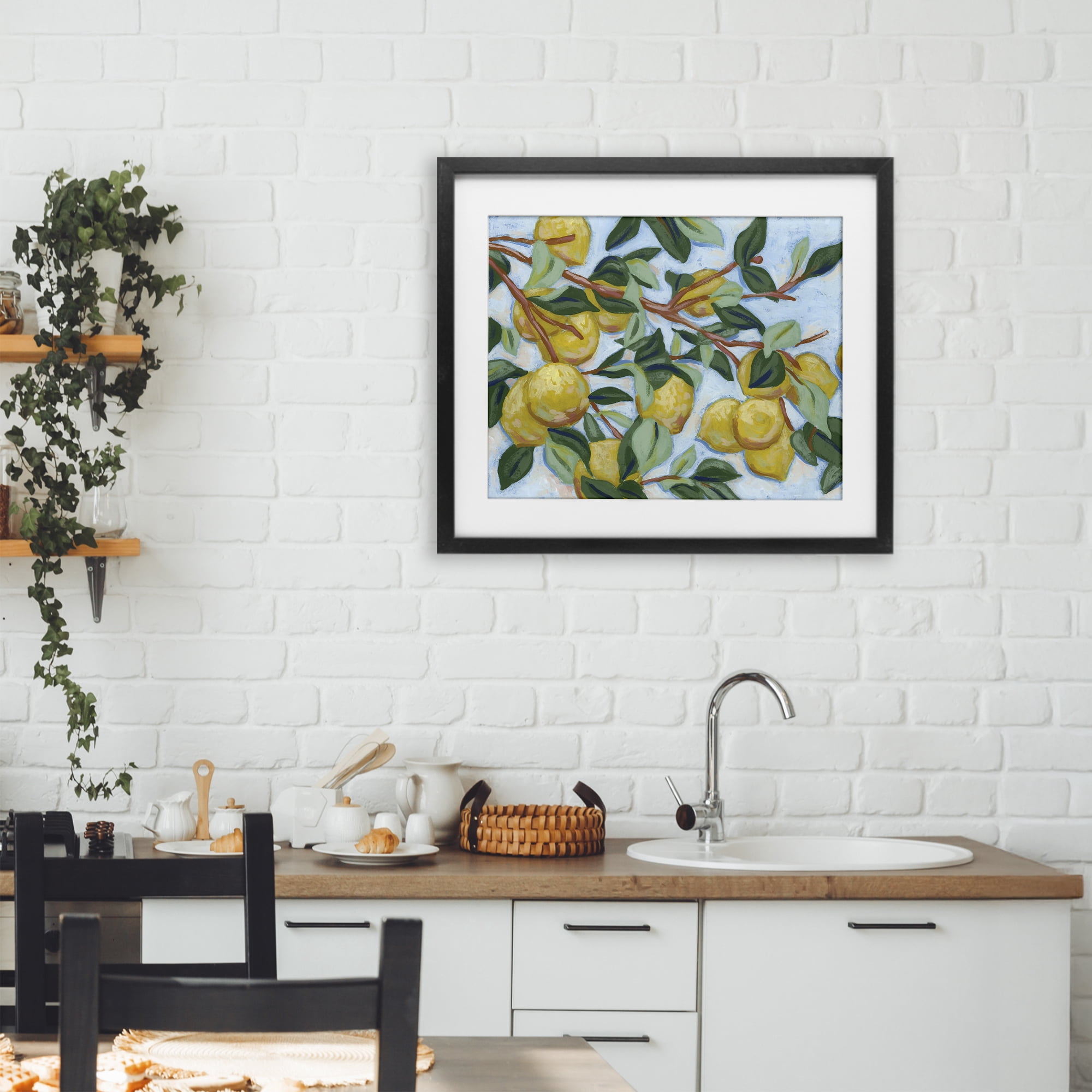 Stupell Industries Sunshine Citrus Tree Black Framed Print Under Glass, design by June Erica Vess