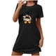 thumbnail image 2 of Camisón corto de talla grande para mujer, camisón de manga corta con estampado de pecho a la moda, camisón para mujer, 2 of 5