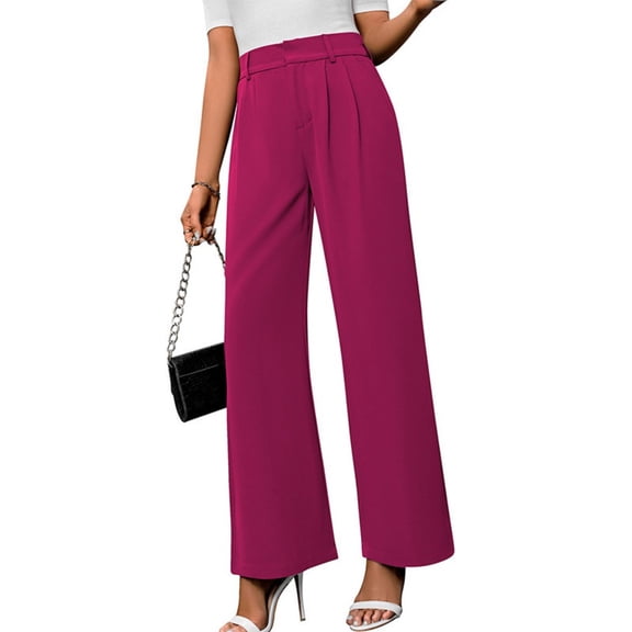 LYMAYTER Women's Business Casual Pants - High Waist Summer Wide Leg Work Trousers Lightweight Comfort